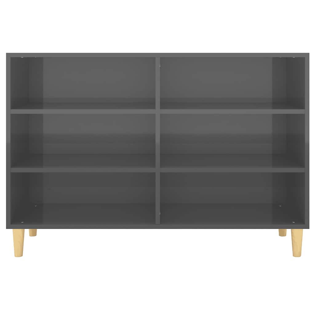 Sideboard High Gloss Grey 103.5x35x70 cm Wood Material