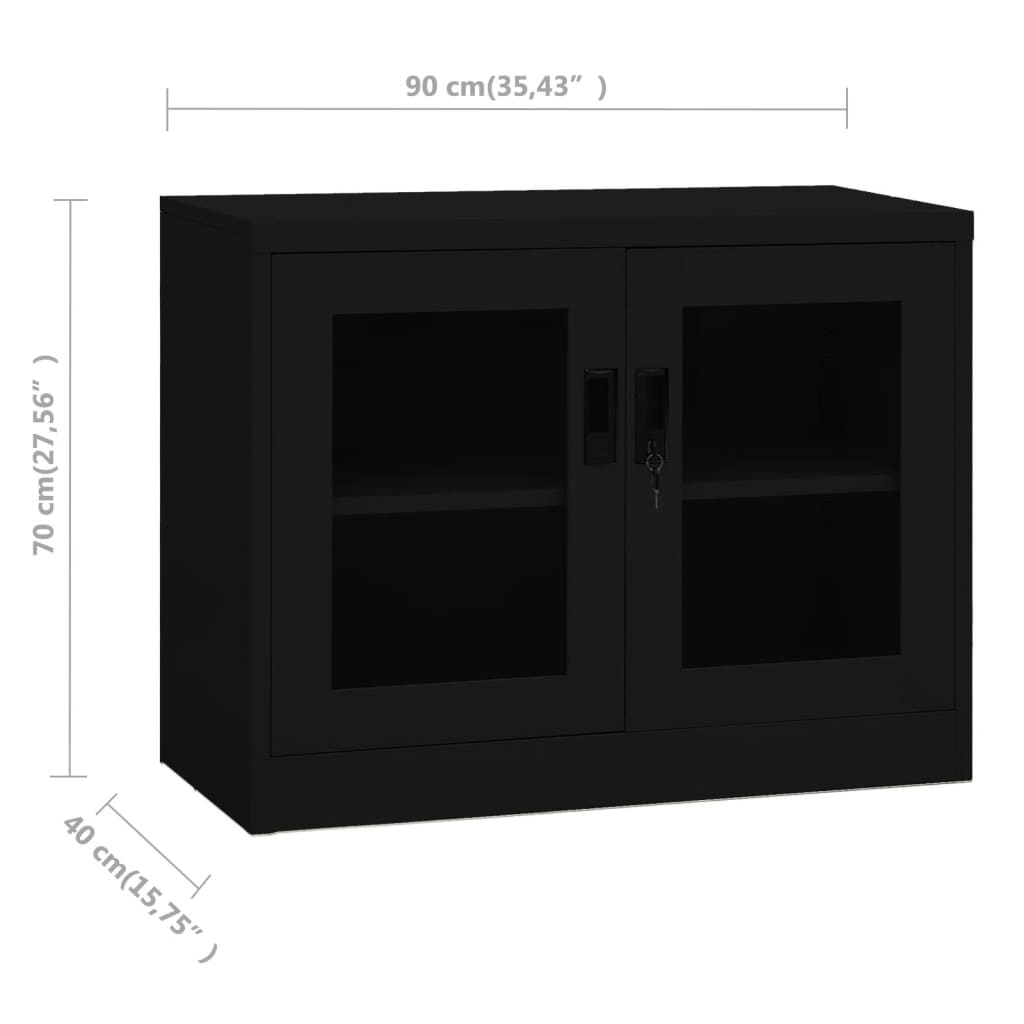 Büroschrank Schwarz 90x40x70 cm Stahl