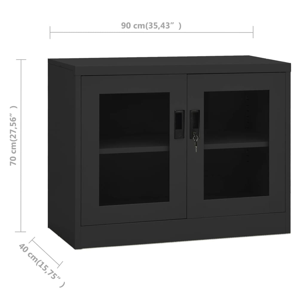 Büroschrank Anthrazit 90x40x70 cm Stahl