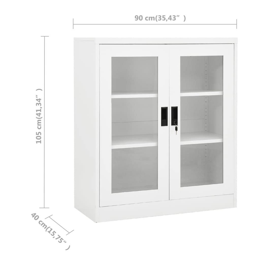 Büroschrank Weiß 90x40x105 cm Stahl