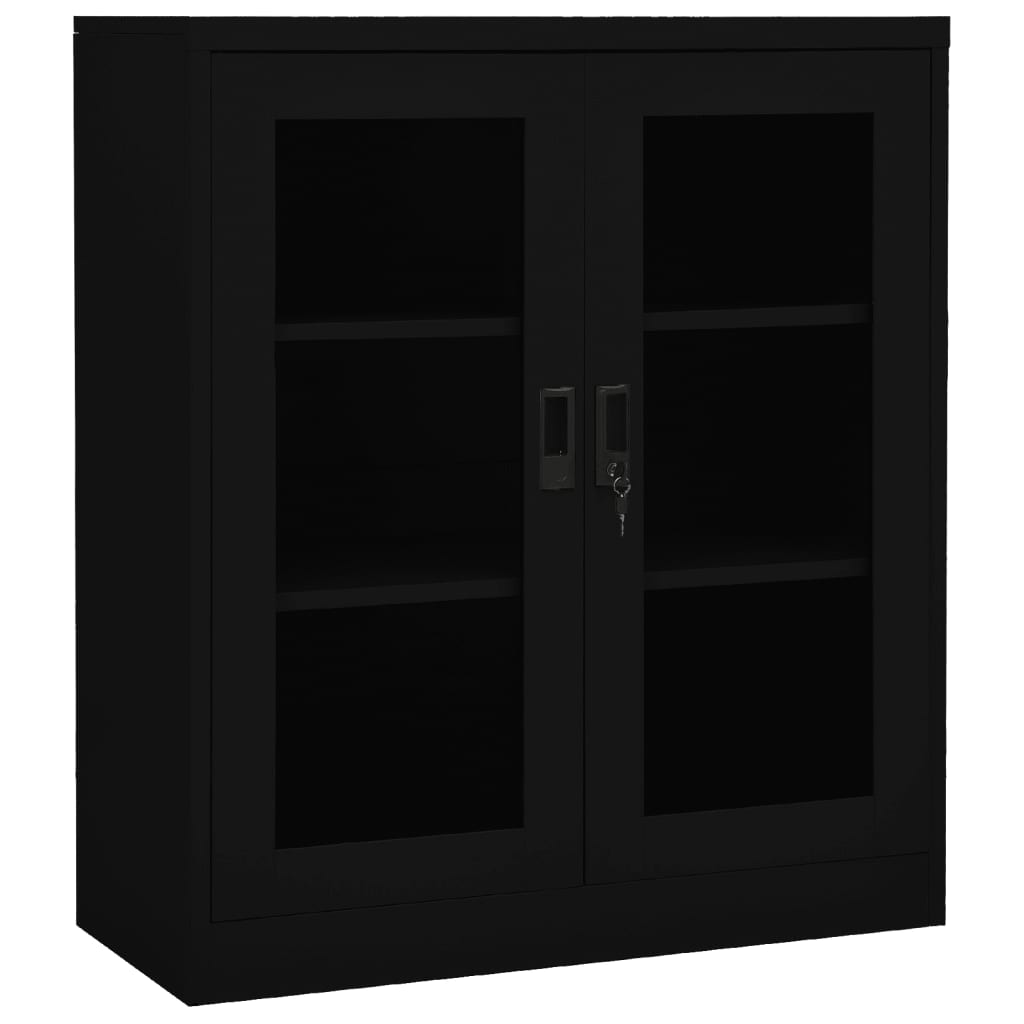 Büroschrank Schwarz 90x40x105 cm Stahl