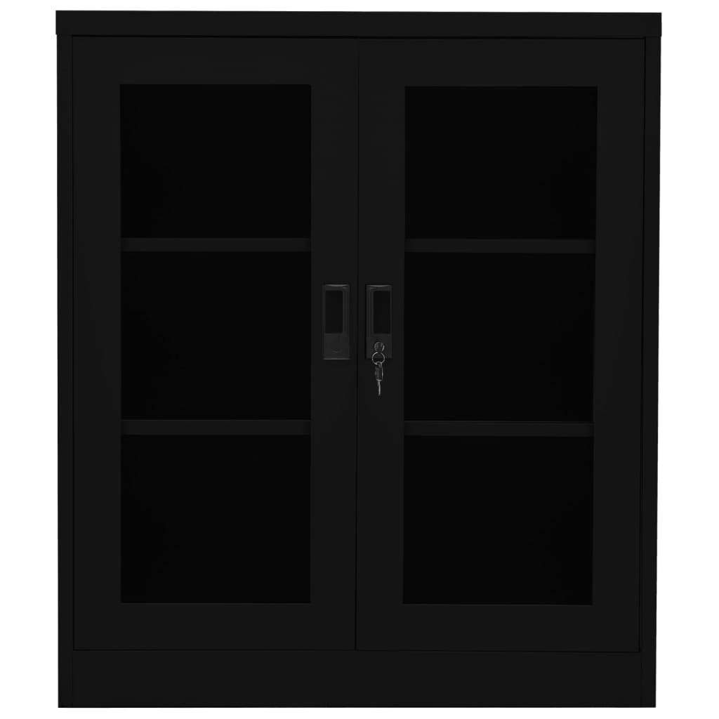 Büroschrank Schwarz 90x40x105 cm Stahl