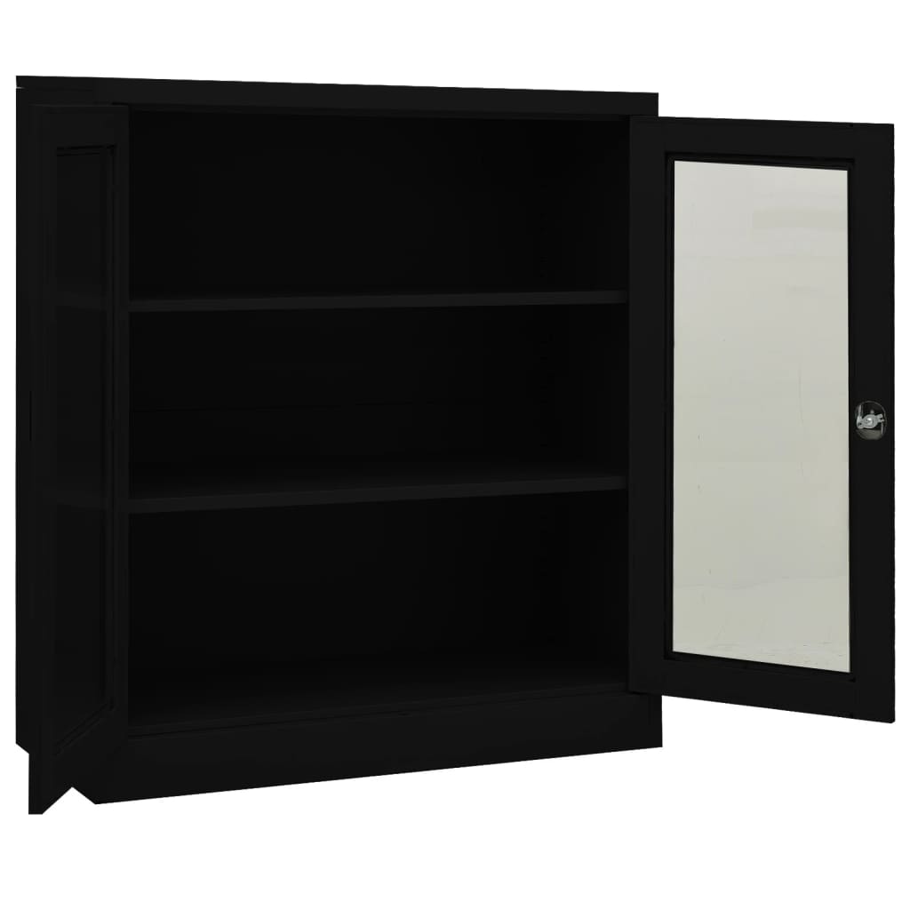 Büroschrank Schwarz 90x40x105 cm Stahl