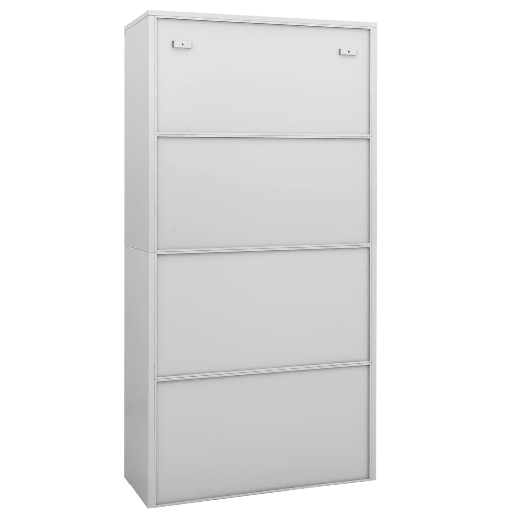 Büroschrank Hellgrau 90x40x180 cm Stahl und Gehärtetes Glas