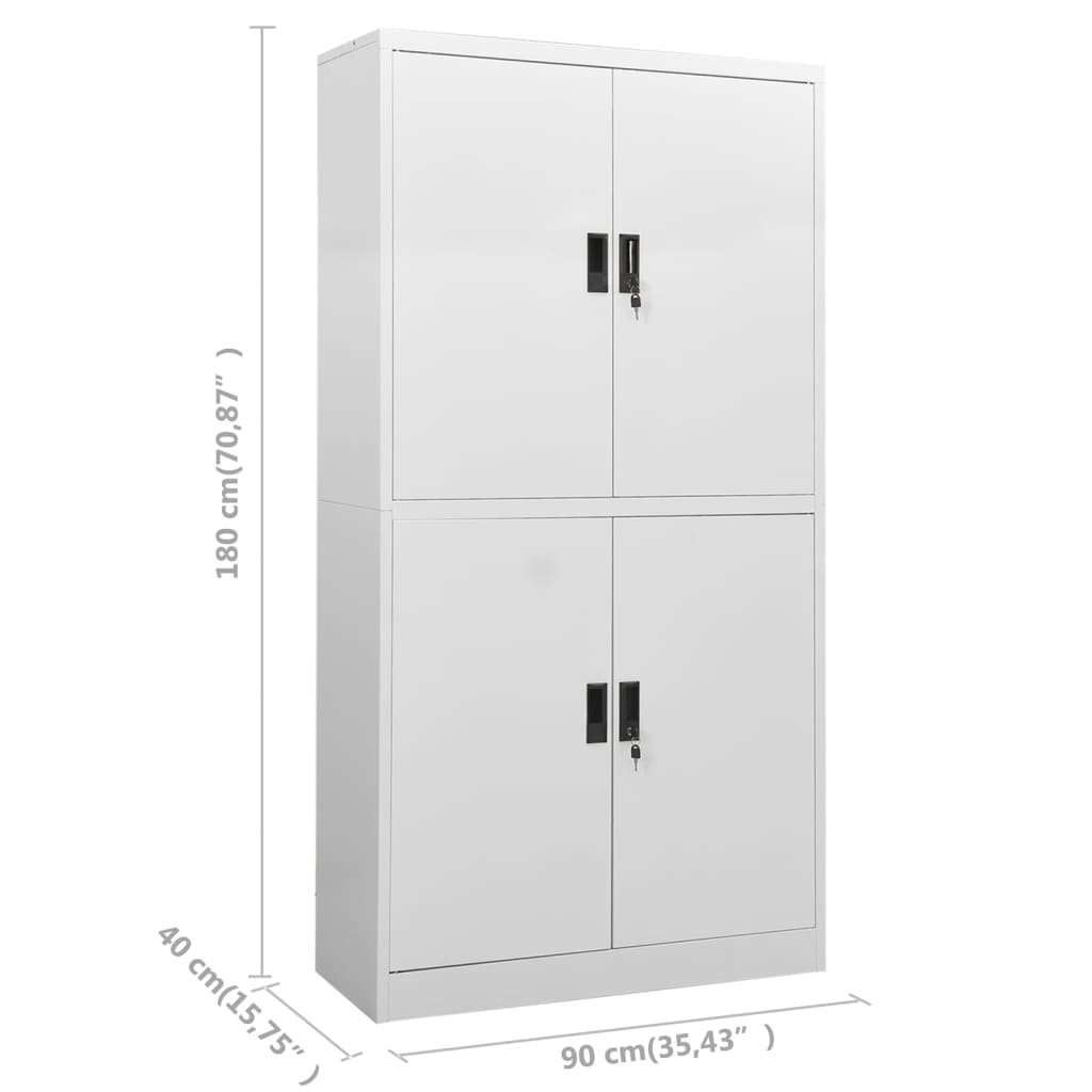 Büroschrank Hellgrau 90x40x180 cm Stahl