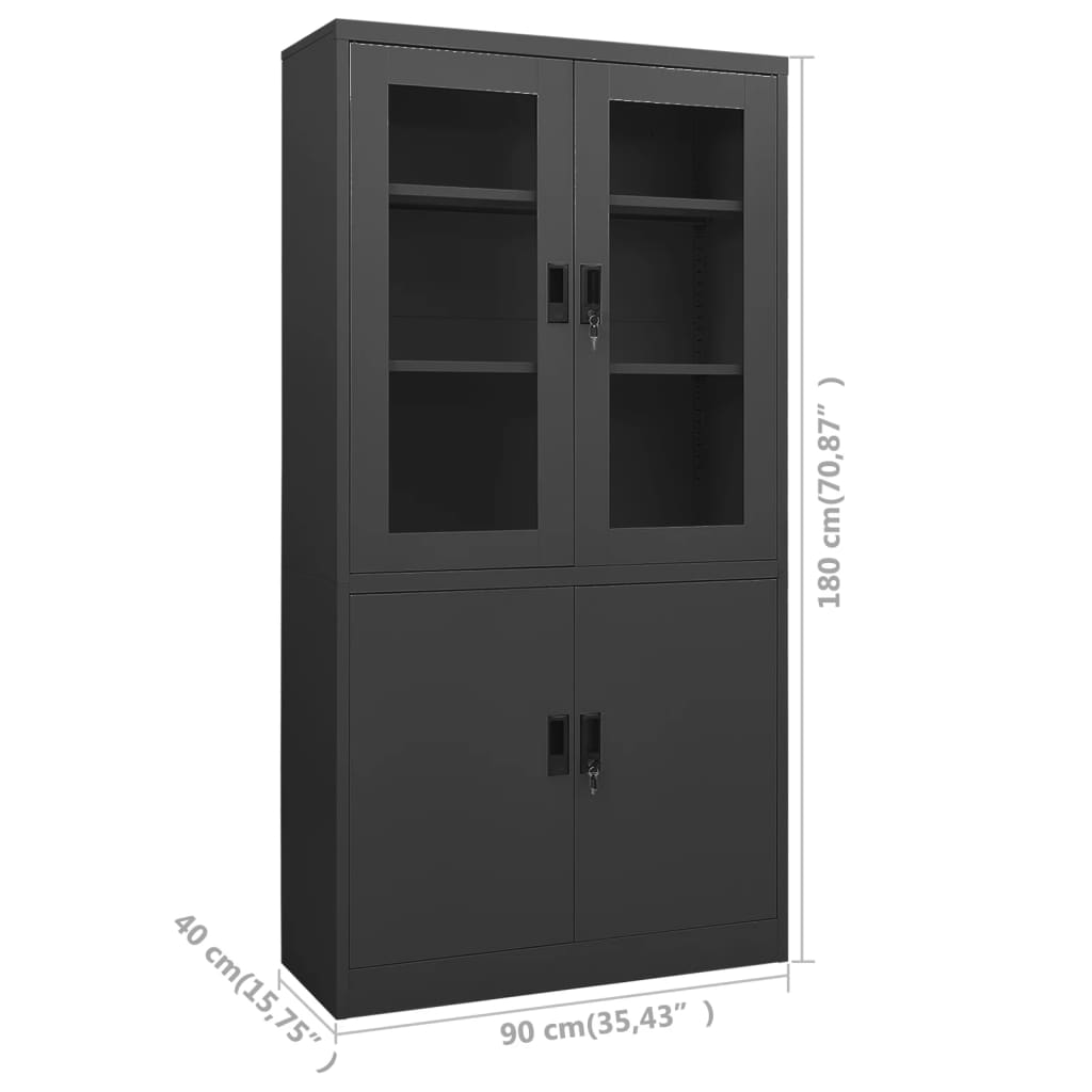 Büroschrank Anthrazit 90x40x180 cm Stahl