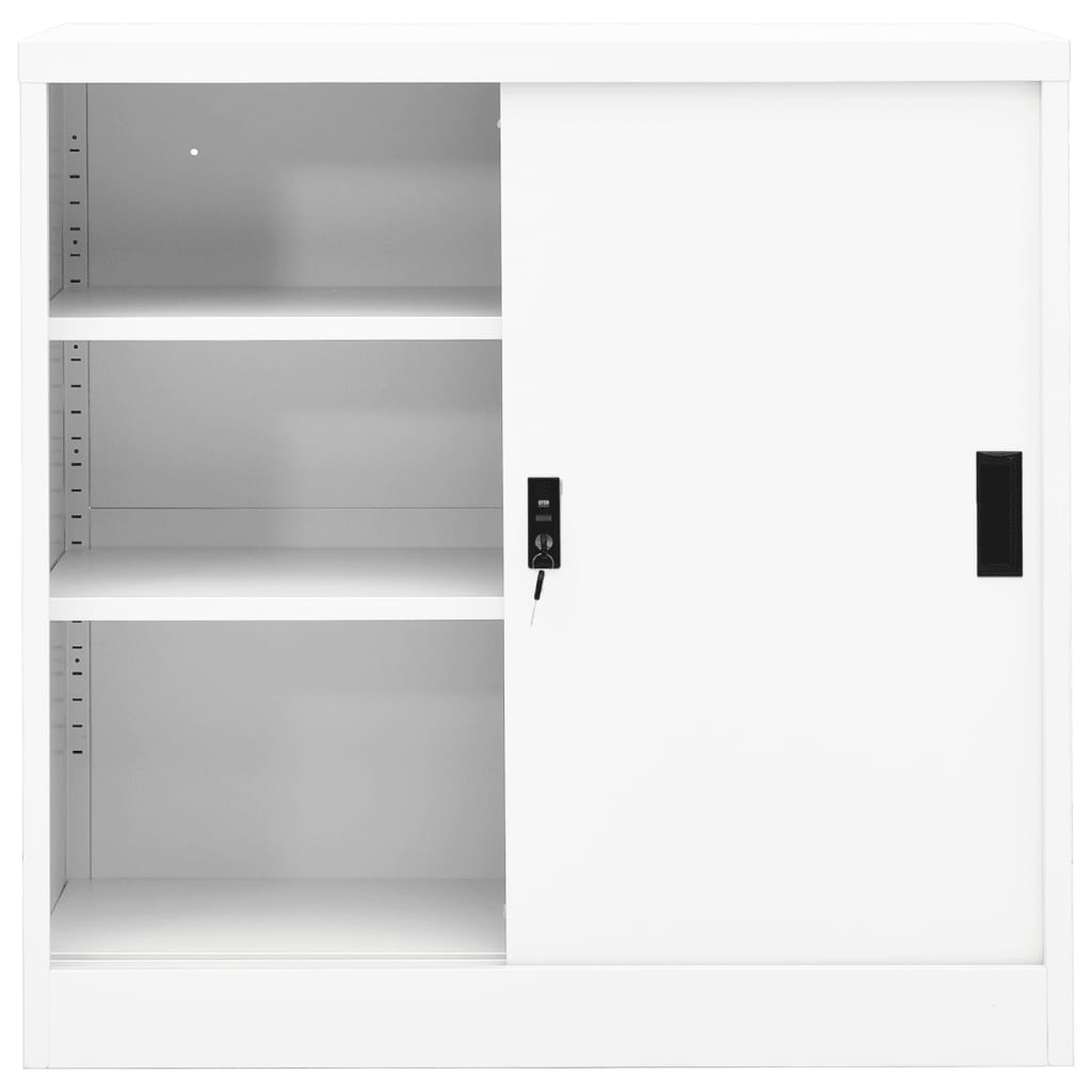 Büroschrank mit Schiebetür Weiß 90x40x90 cm Stahl