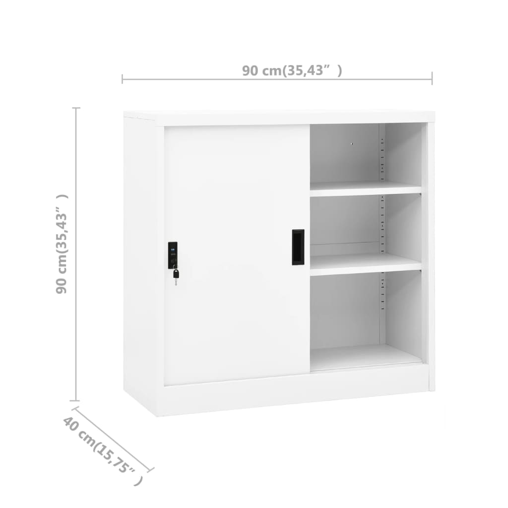 Büroschrank mit Schiebetür Weiß 90x40x90 cm Stahl