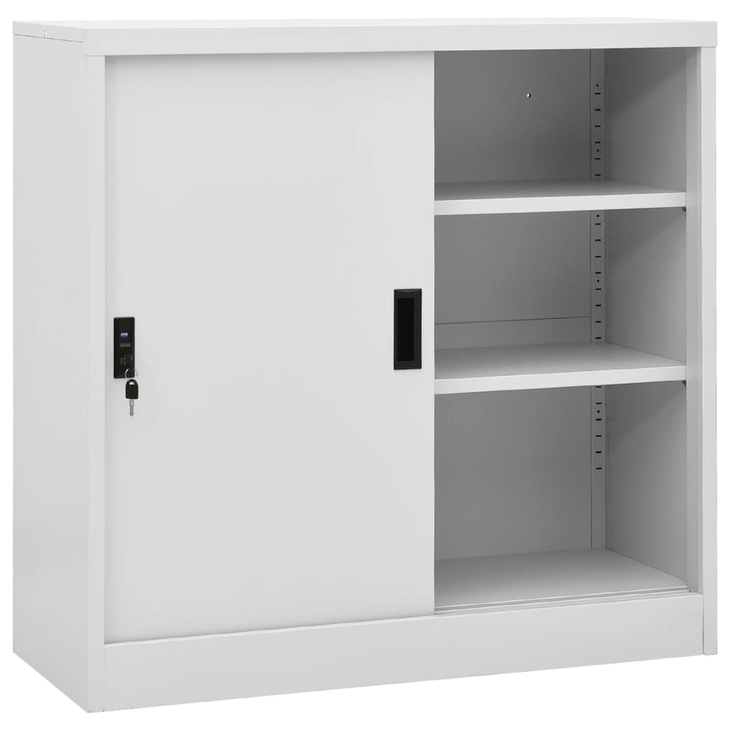 Büroschrank mit Schiebetür Hellgrau 90x40x90 cm Stahl