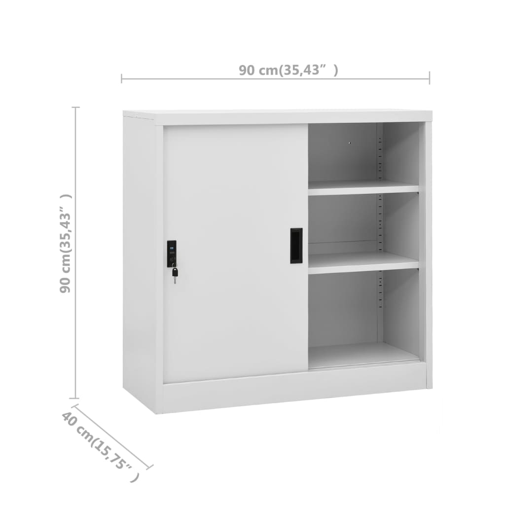 Büroschrank mit Schiebetür Hellgrau 90x40x90 cm Stahl