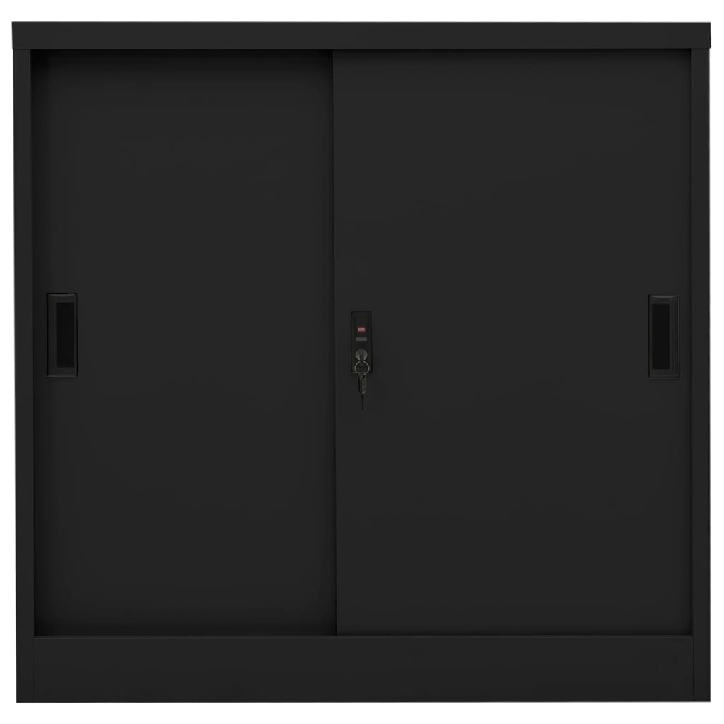 Büroschrank mit Schiebetür Schwarz 90x40x90 cm Stahl