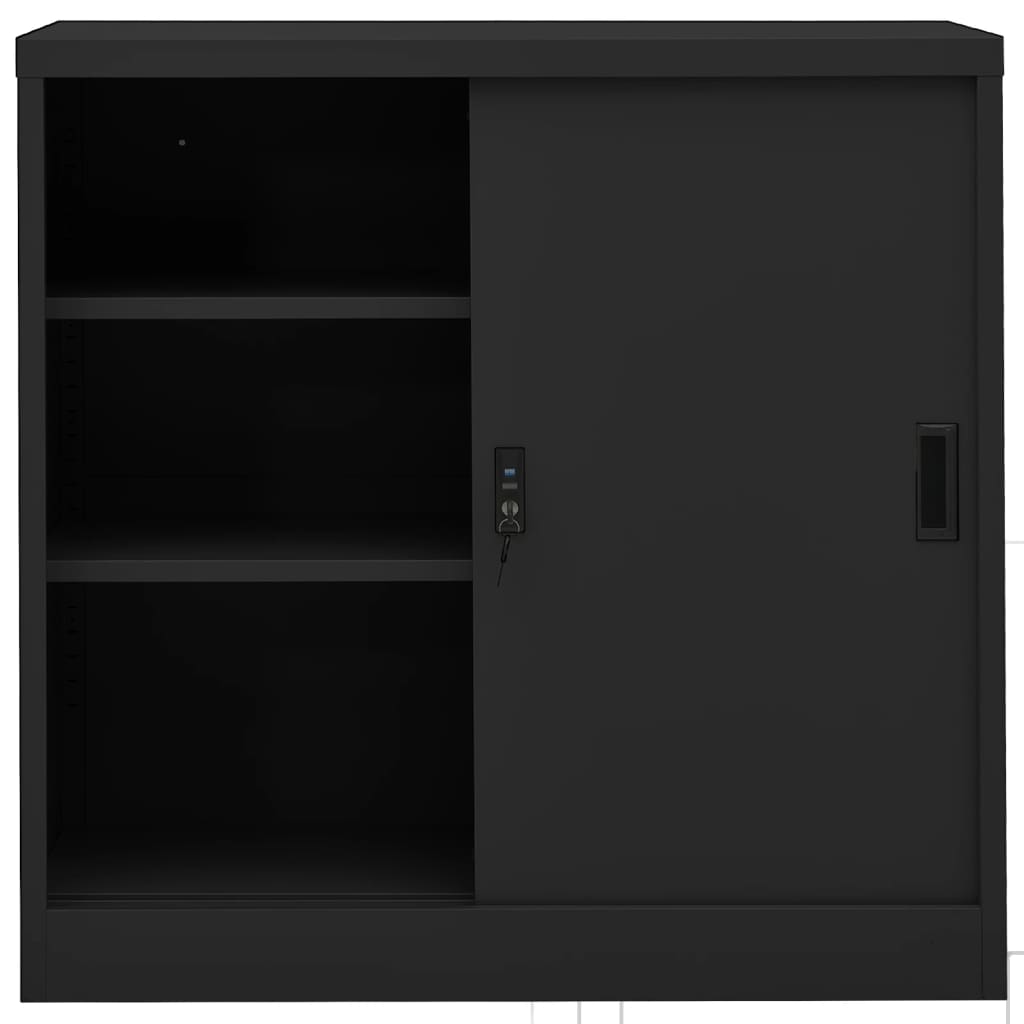 Büroschrank mit Schiebetür Anthrazit 90x40x90 cm Stahl