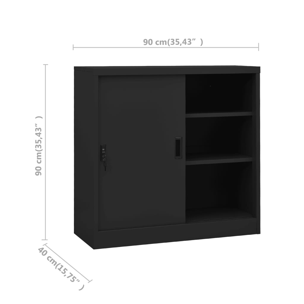 Büroschrank mit Schiebetür Anthrazit 90x40x90 cm Stahl