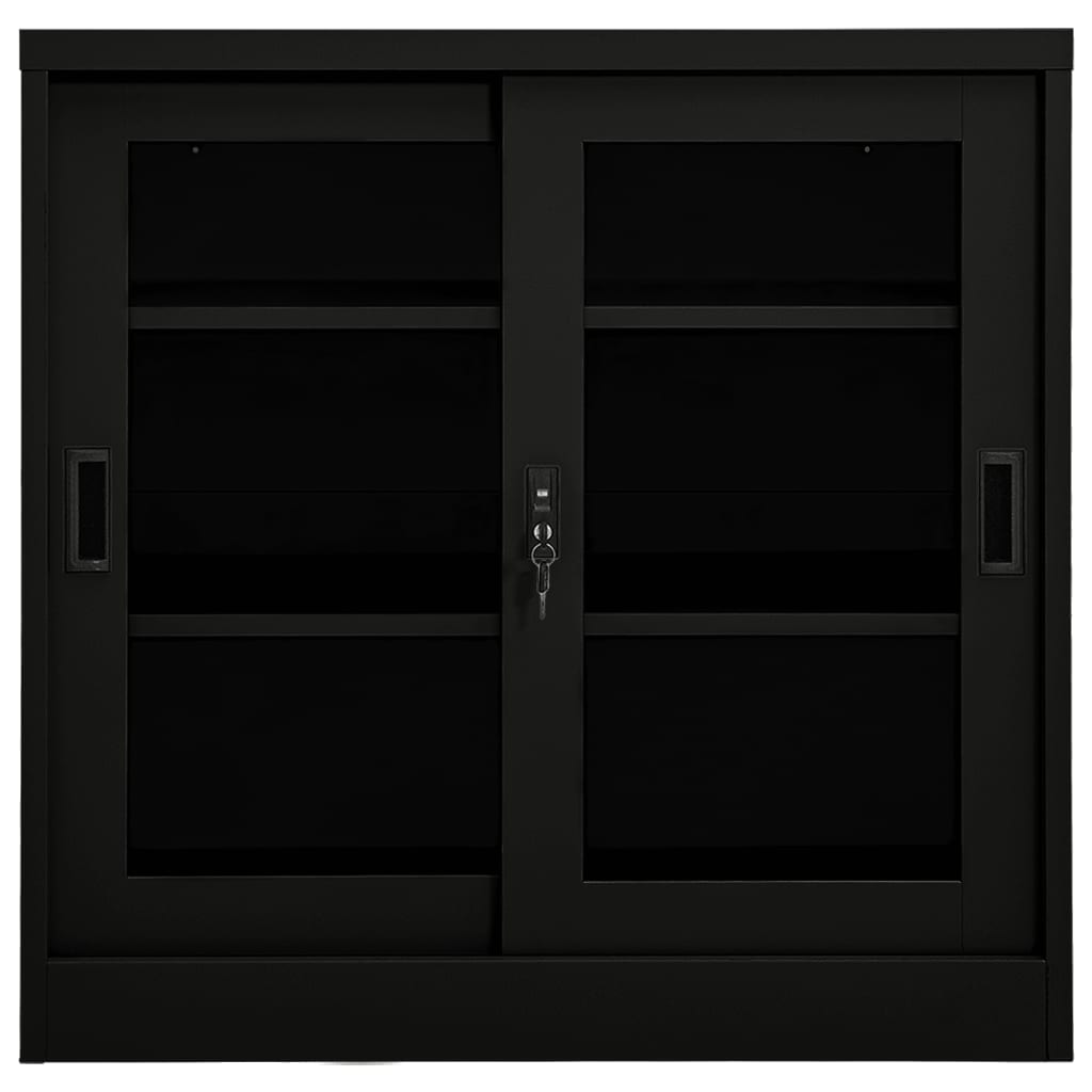 Schrank mit Schiebetür Schwarz 90x40x90 cm Stahl