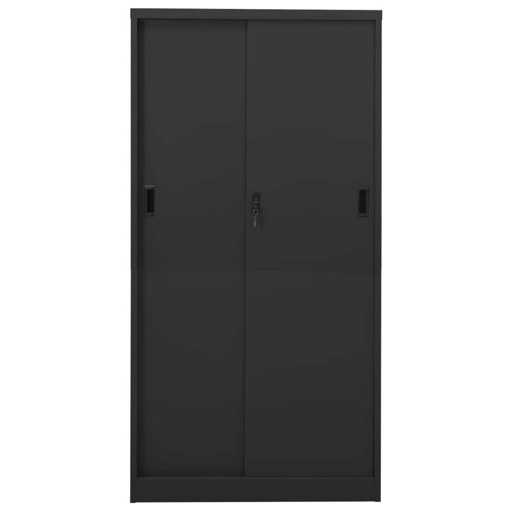 Büroschrank mit Schiebetür Anthrazit 90x40x180 cm Stahl