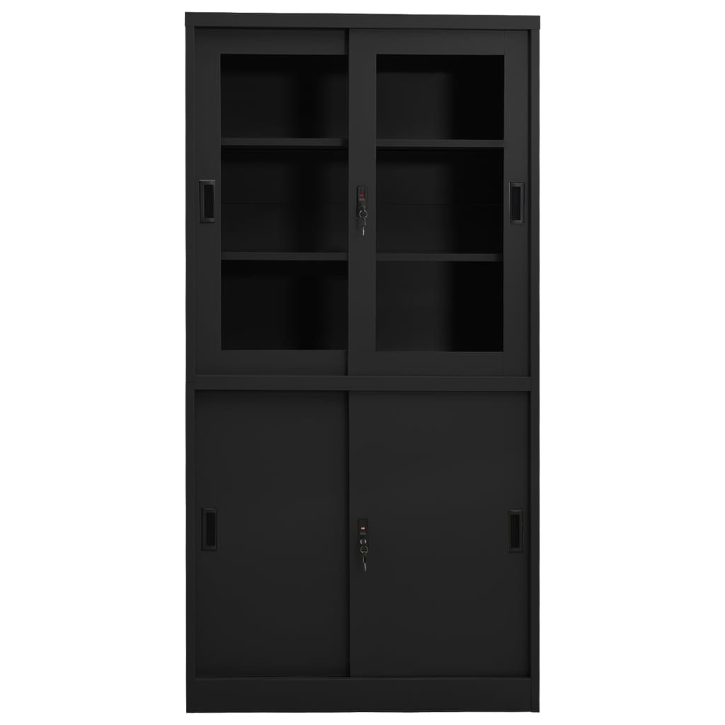 Büroschrank mit Schiebetür Anthrazit 90x40x180 cm Stahl