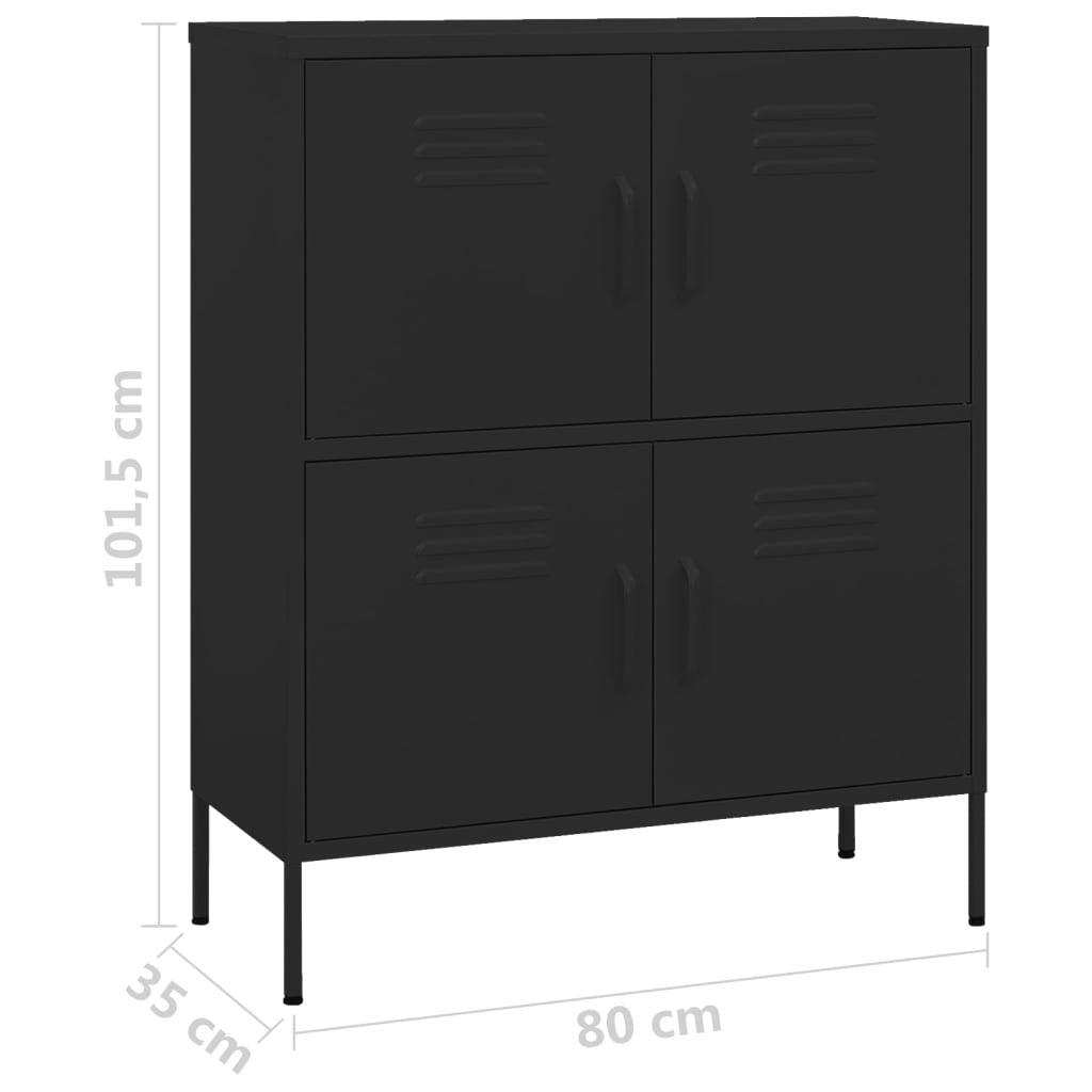 Lagerschrank Schwarz 80x35x101,5 cm Stahl