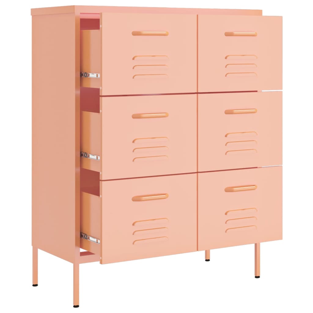 Schubladenschrank Rosa 80x35x101,5 cm Stahl