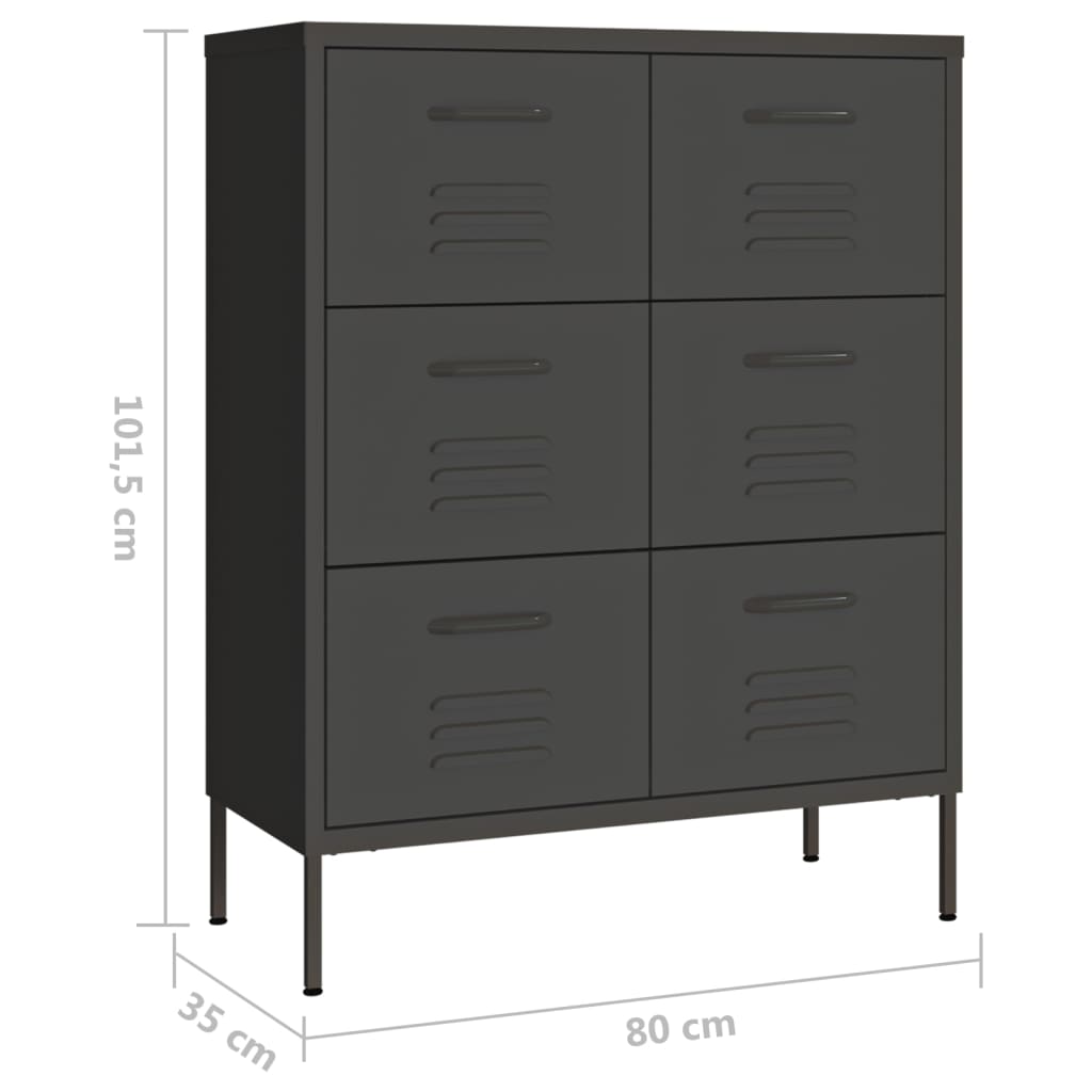 Schubladenschrank Anthrazit 80x35x101,5 cm Stahl