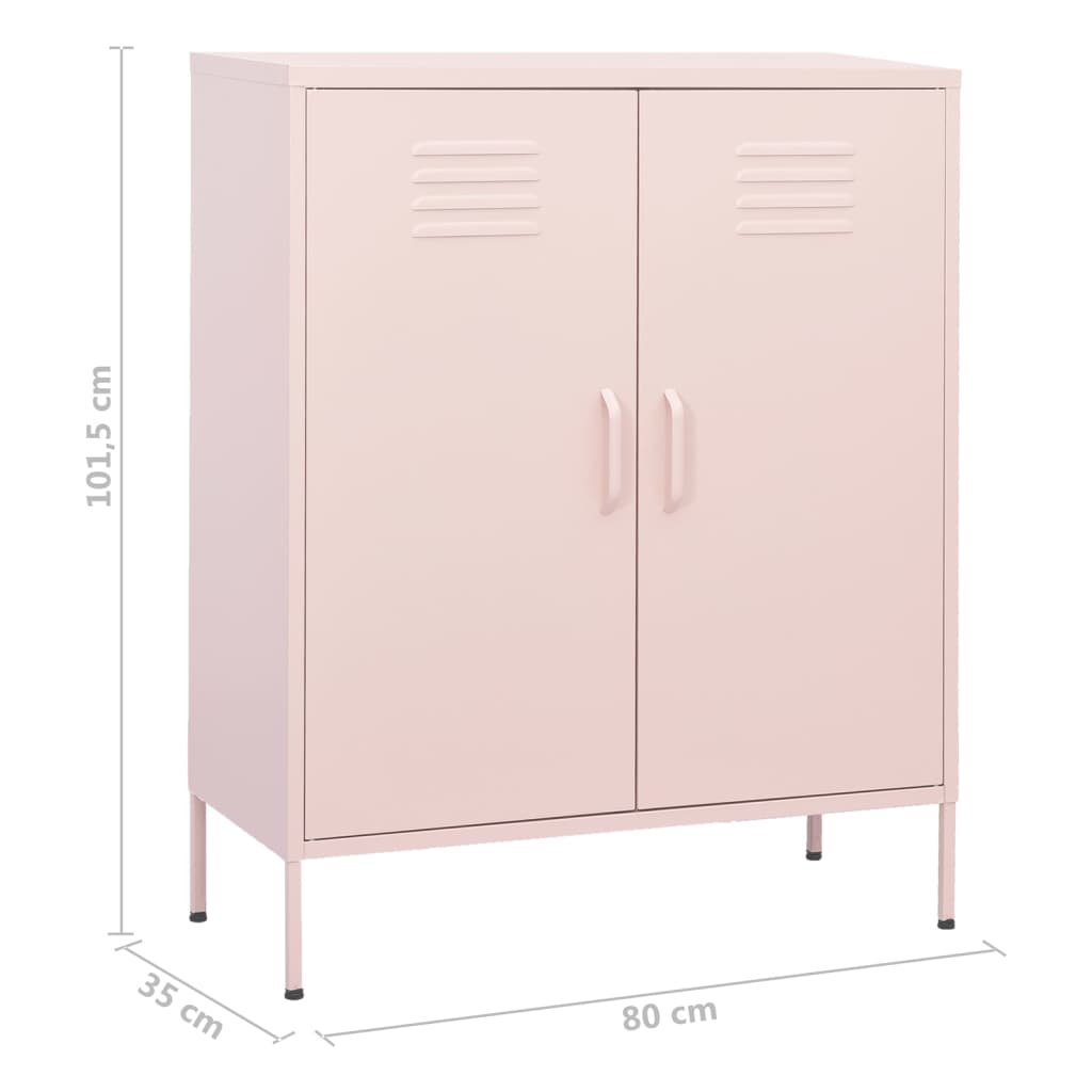 Beistellschrank Rosa 80x35x101,5 cm Stahl