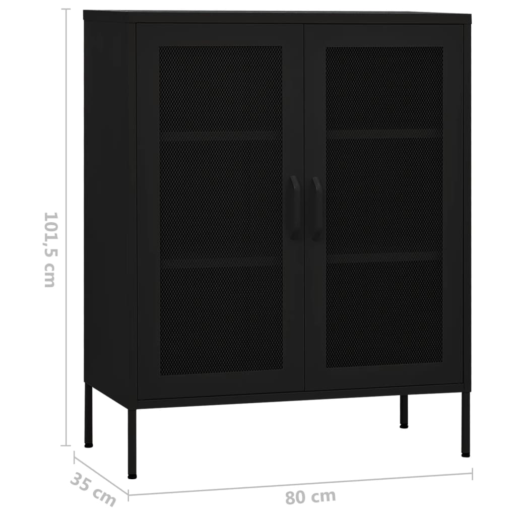 Lagerschrank Schwarz 80x35x101,5 cm Stahl