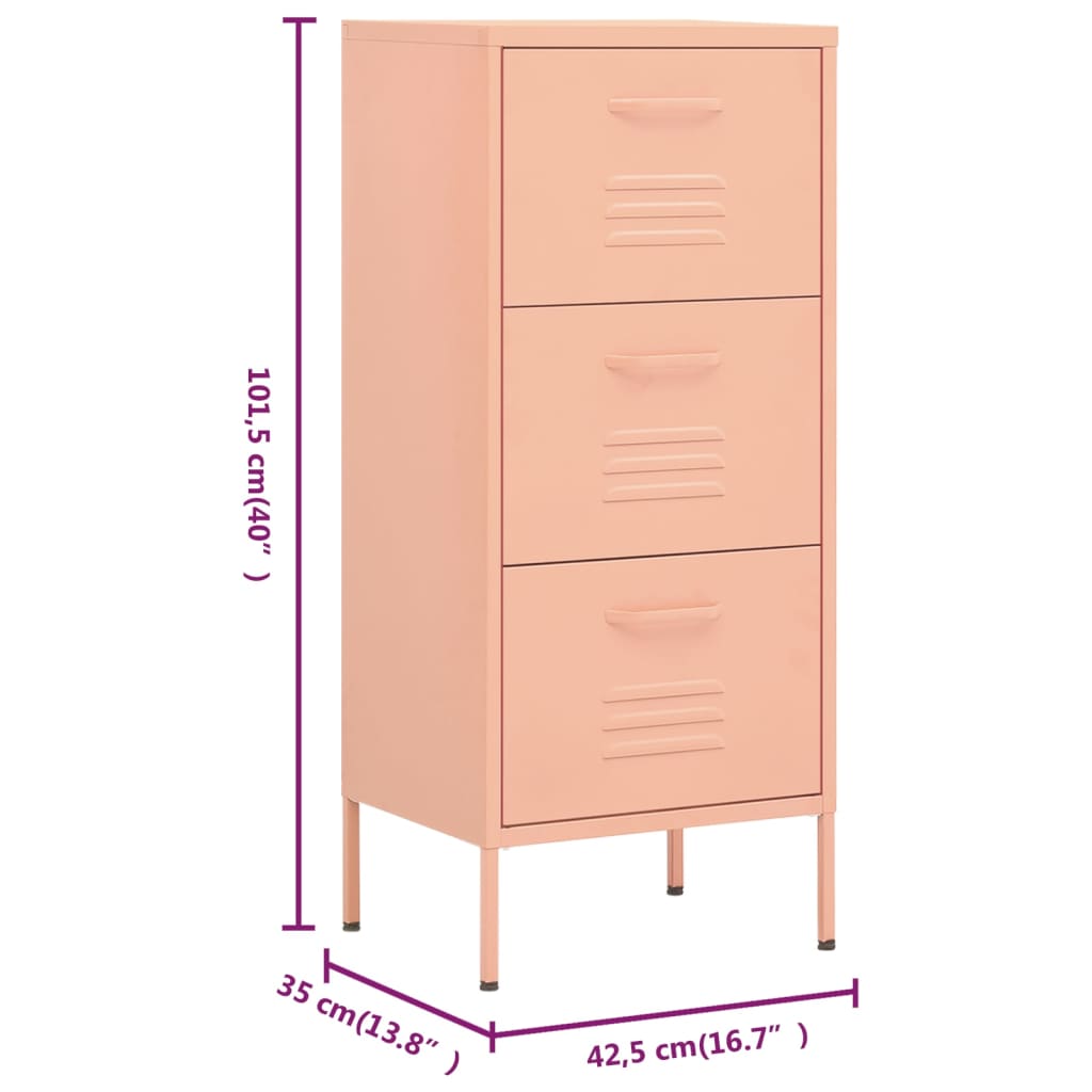 Lagerschrank Rosa 42,5x35x101,5 cm Stahl