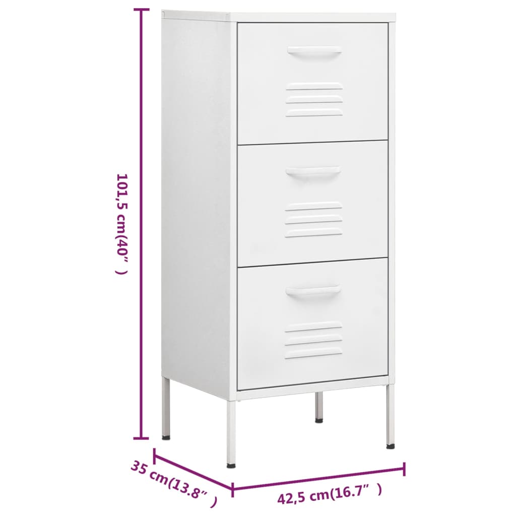 Lagerschrank Weiß 42,5x35x101,5 cm Stahl