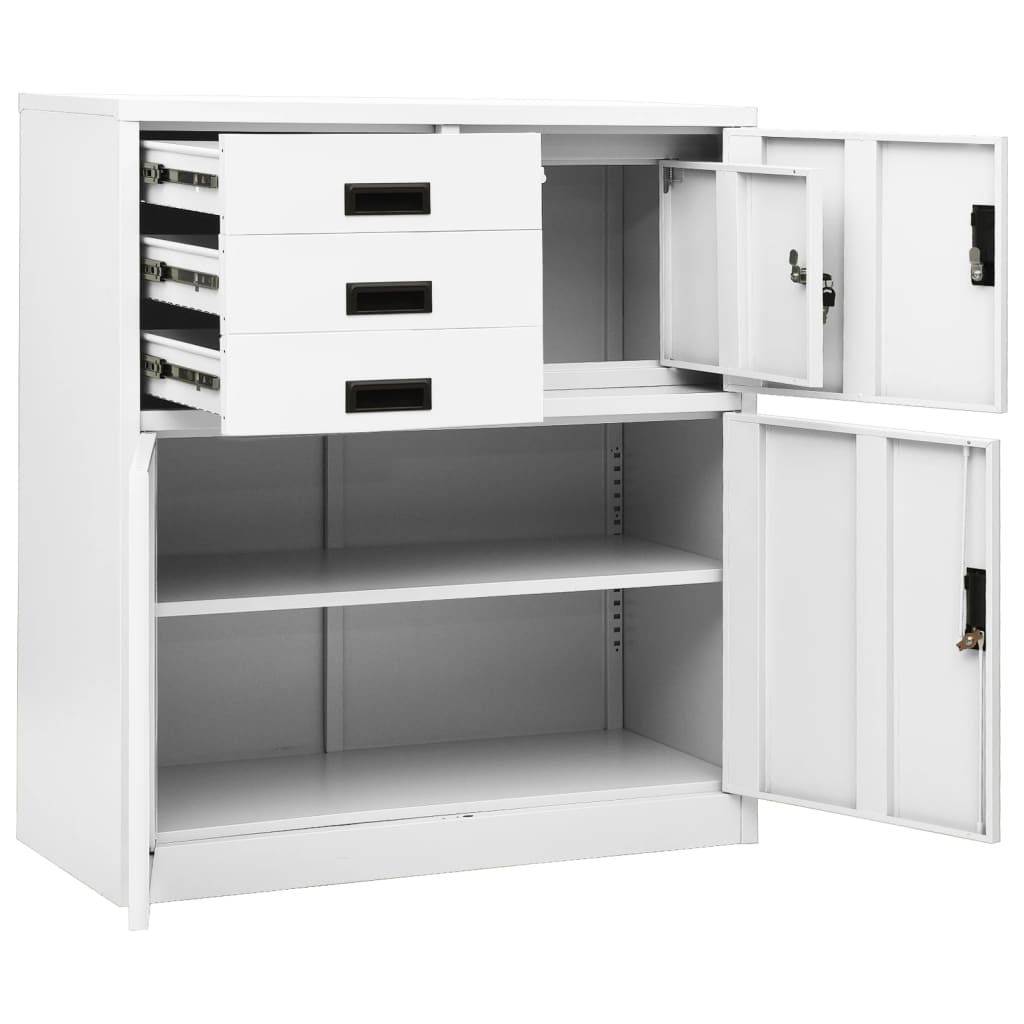 Büroschrank Weiß 90x40x102 cm Stahl