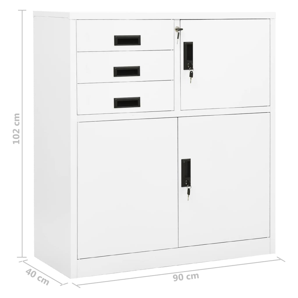 Büroschrank Weiß 90x40x102 cm Stahl