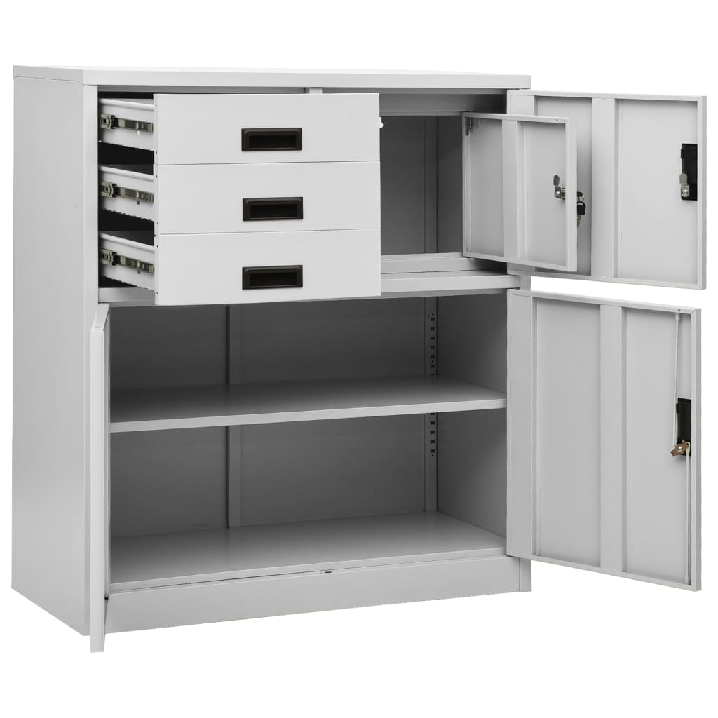 Büroschrank Hellgrau 90x40x102 cm Stahl