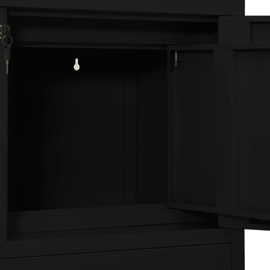 Büroschrank Schwarz 90x40x102 cm Stahl