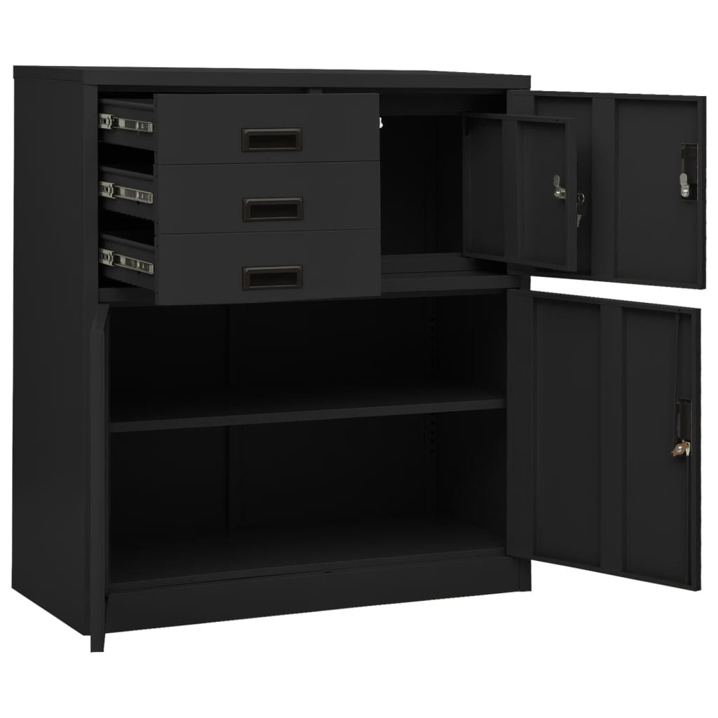 Büroschrank Anthrazit 90x40x102 cm Stahl