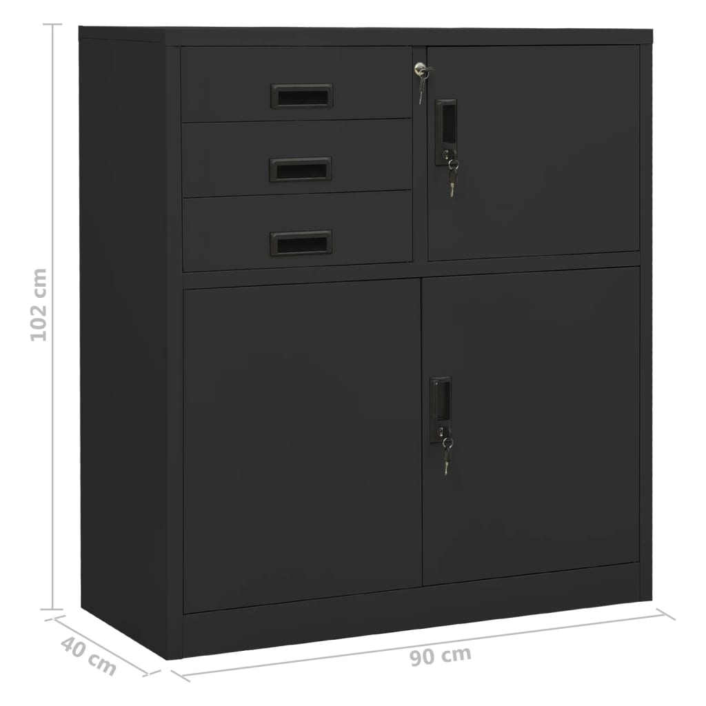 Büroschrank Anthrazit 90x40x102 cm Stahl