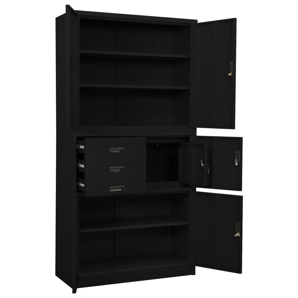 Büroschrank Schwarz 90x40x180 cm Stahl