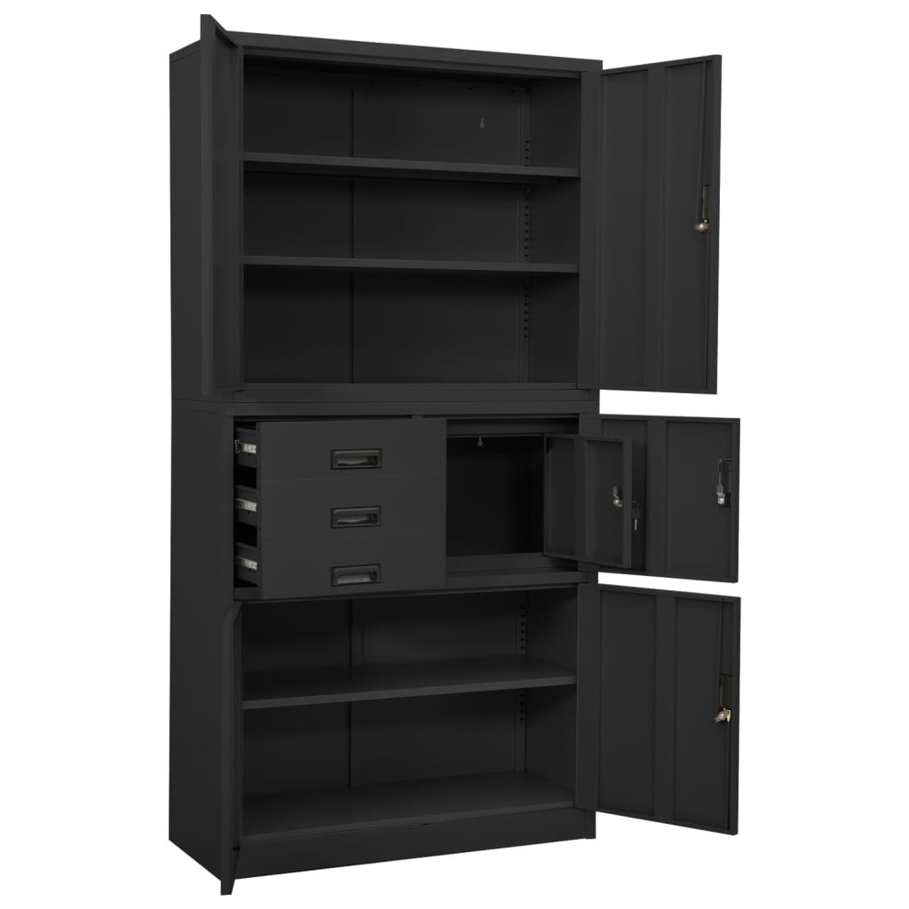 Büroschrank Anthrazit 90x40x180 cm Stahl