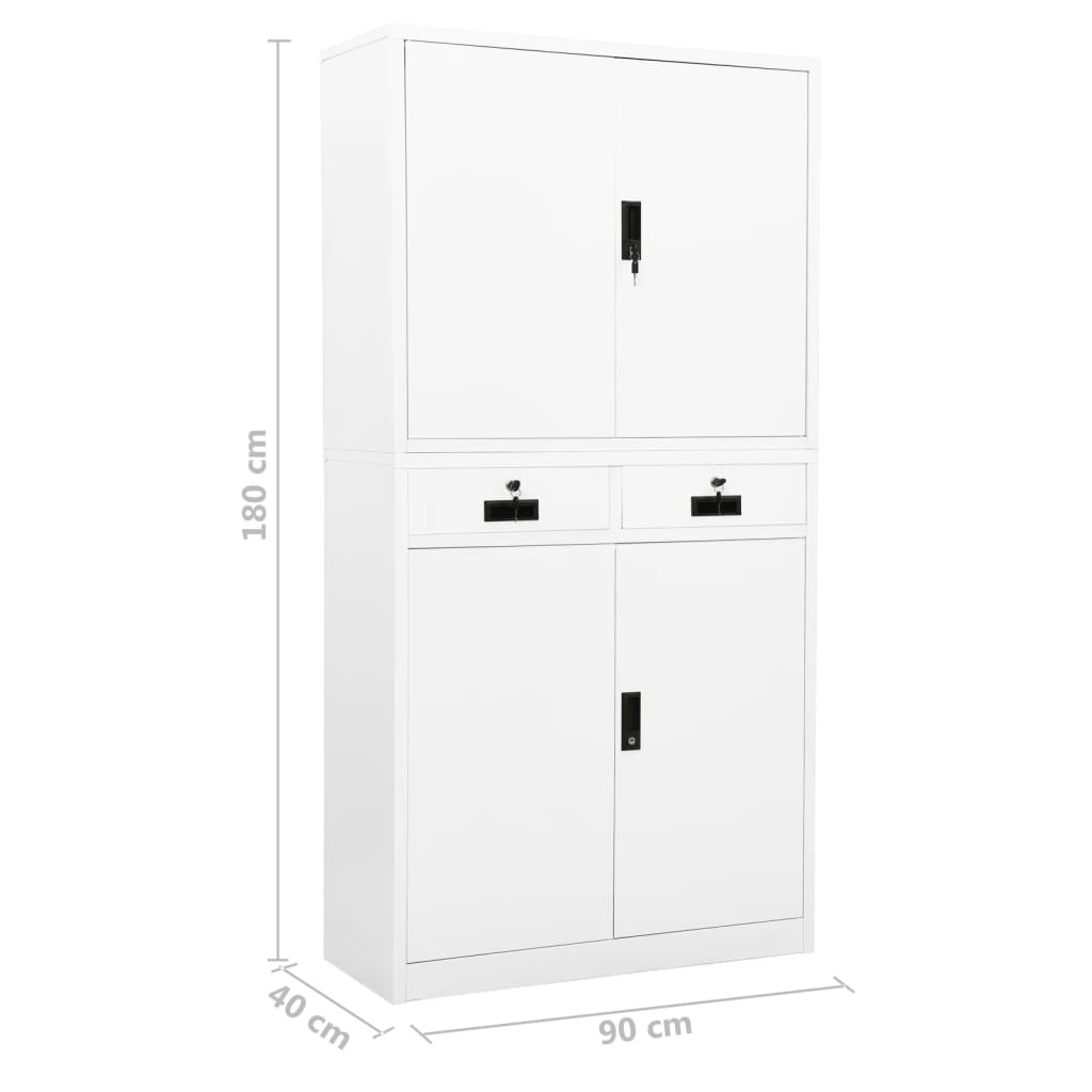 Büroschrank Weiß 90x40x180 cm Stahl