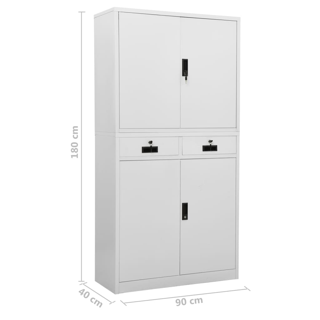 Büroschrank Hellgrau 90x40x180 cm Stahl