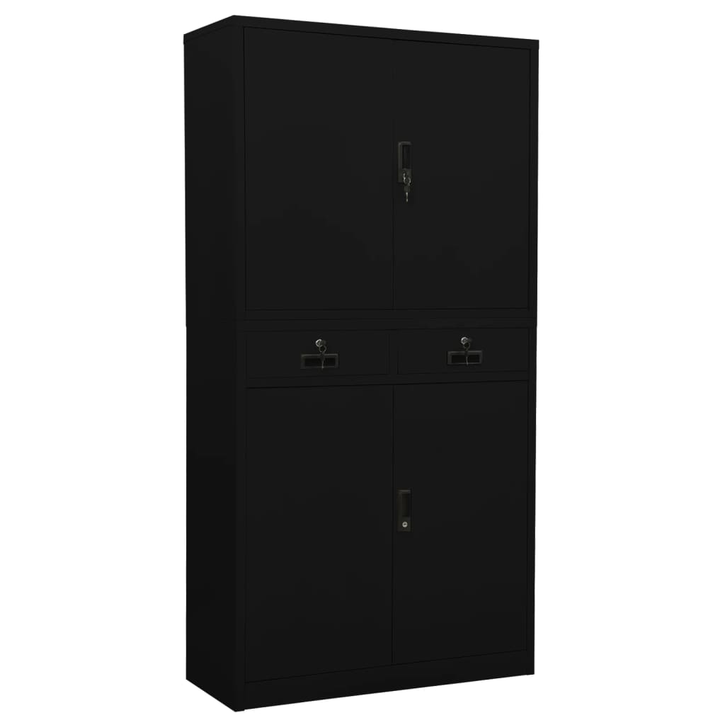 Büroschrank Schwarz 90x40x180 cm Stahl