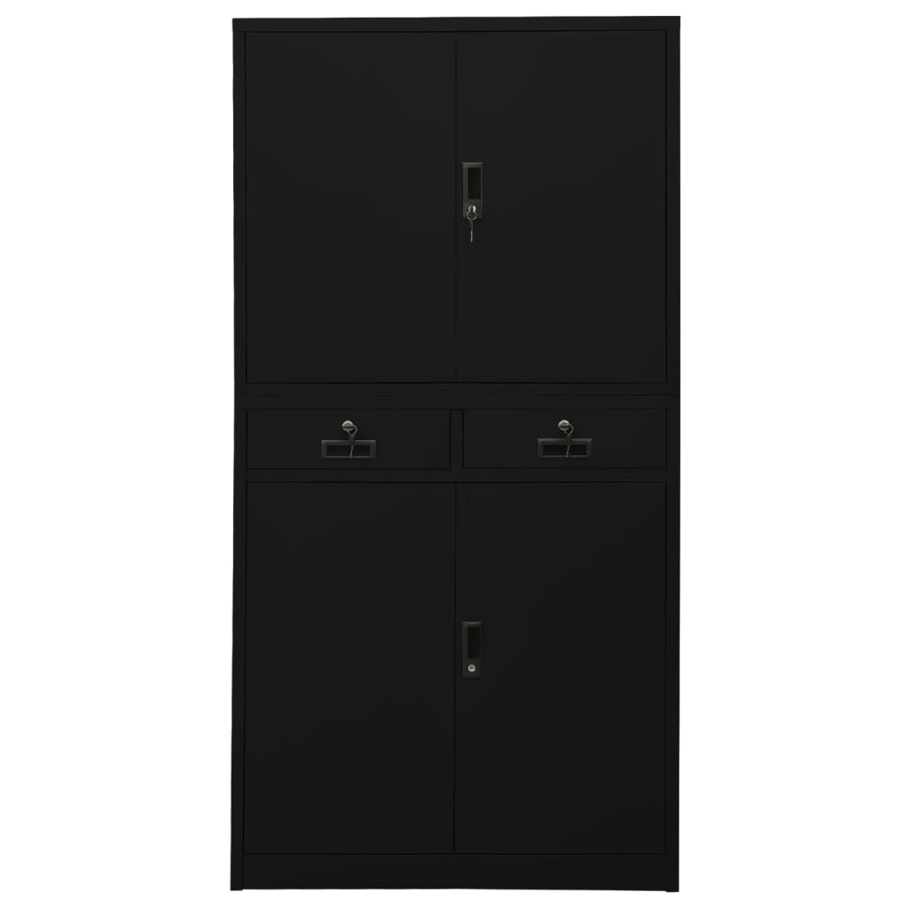 Büroschrank Schwarz 90x40x180 cm Stahl