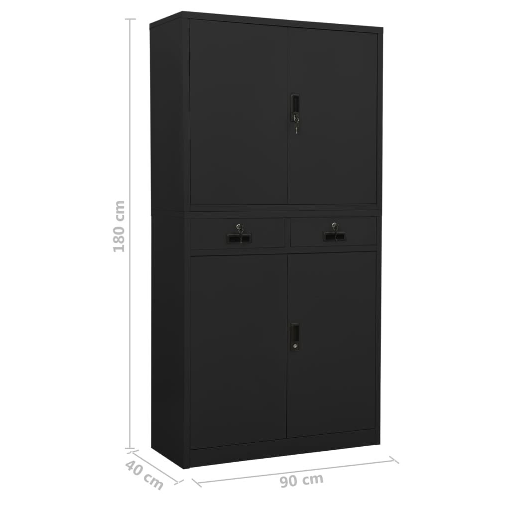 Büroschrank Anthrazit 90x40x180 cm Stahl