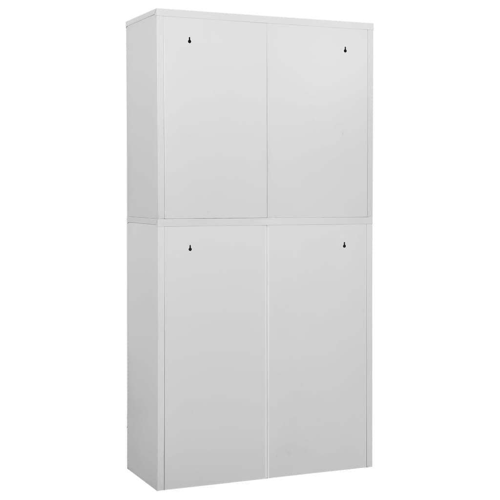 Büroschrank Hellgrau 90x40x180 cm Stahl und Gehärtetes Glas