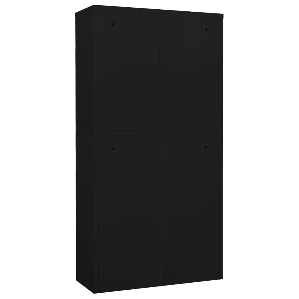 Büroschrank Schwarz 90x40x180 cm Stahl und Hartglas