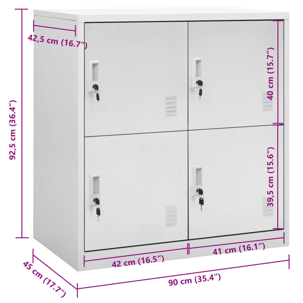 Schließfachschrank Hellgrau 90x45x92,5 cm Stahl