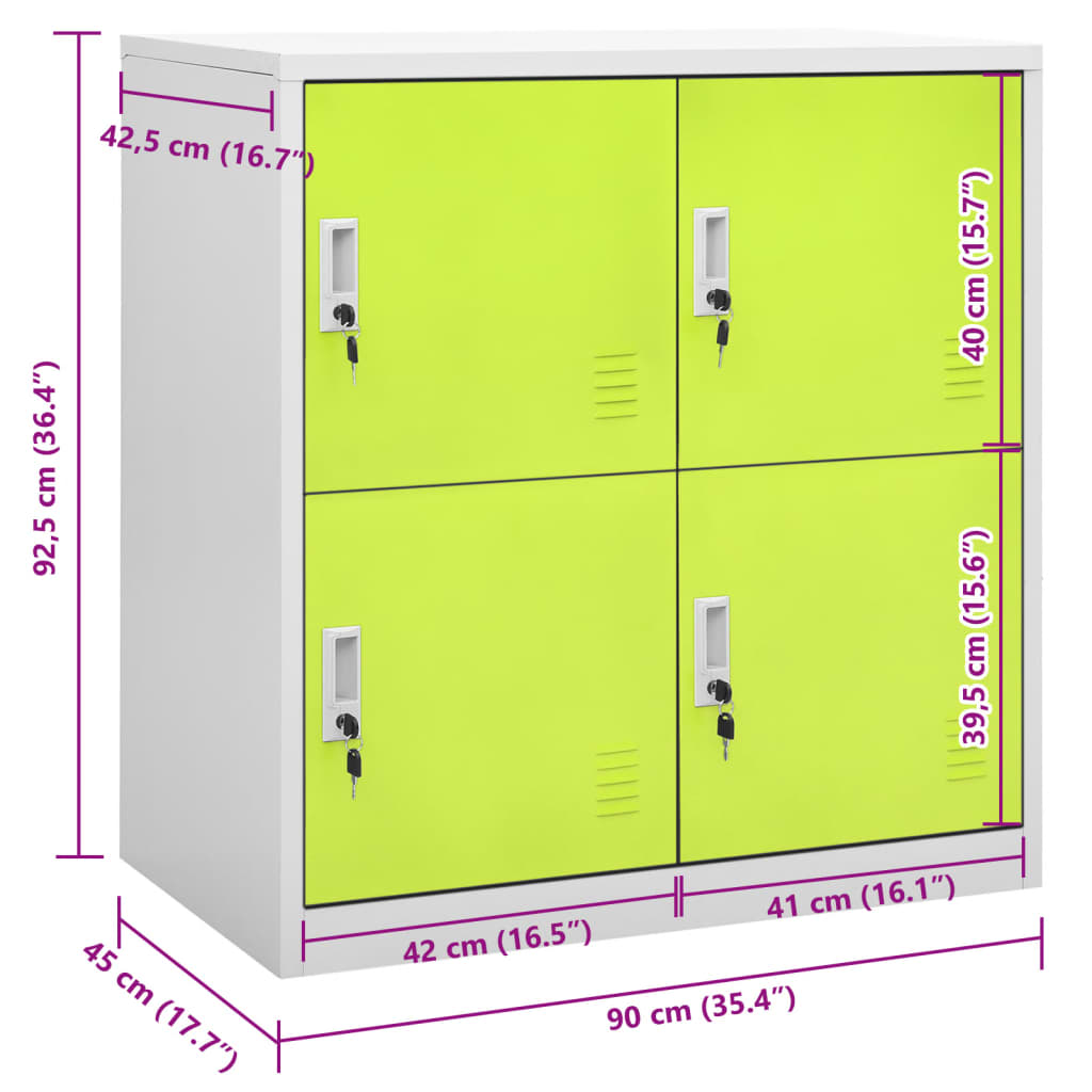 Schließfachschrank Hellgrau und Grün 90x45x92,5 cm Stahl