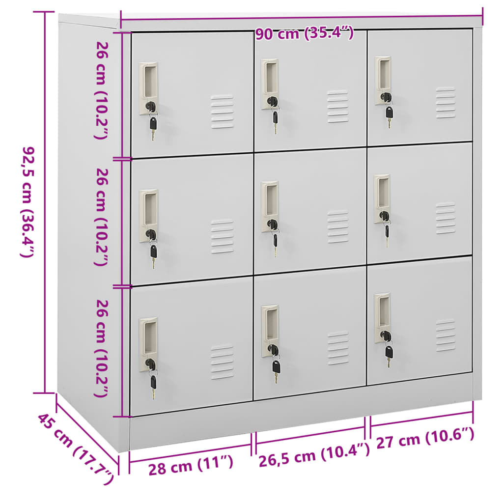 Schließfachschrank Hellgrau 90x45x92,5 cm Stahl