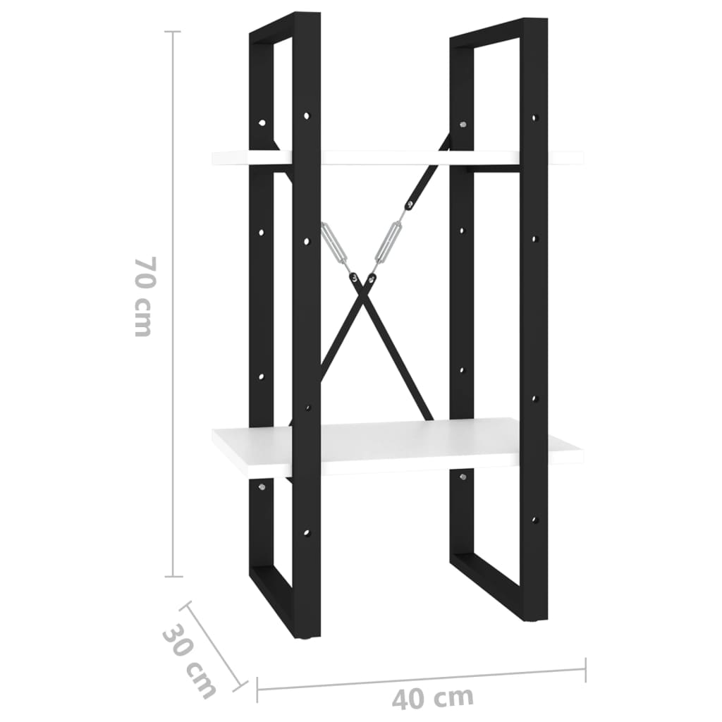 Bookcase 2 Compartments White 40x30x70 cm Wood Material