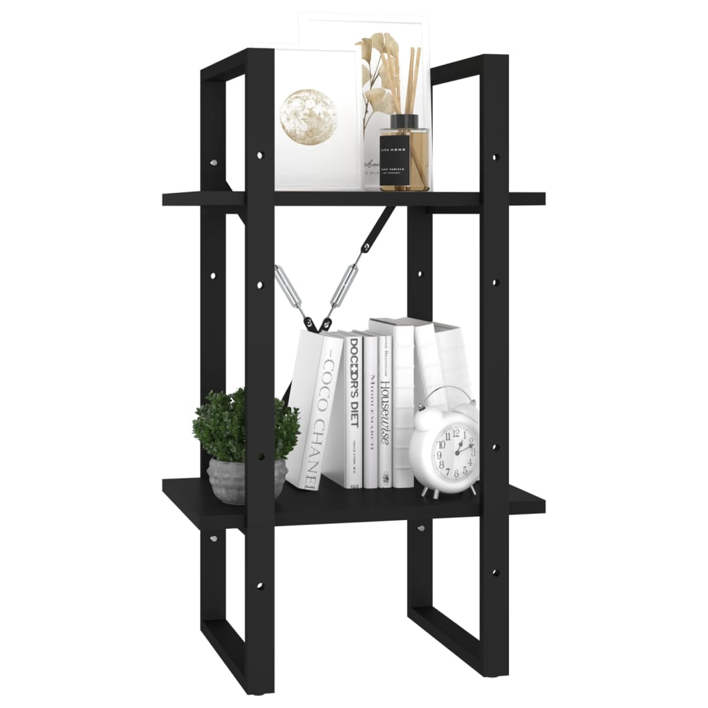 Bookcase 2 Compartments Black 40x30x70 cm Wood Material