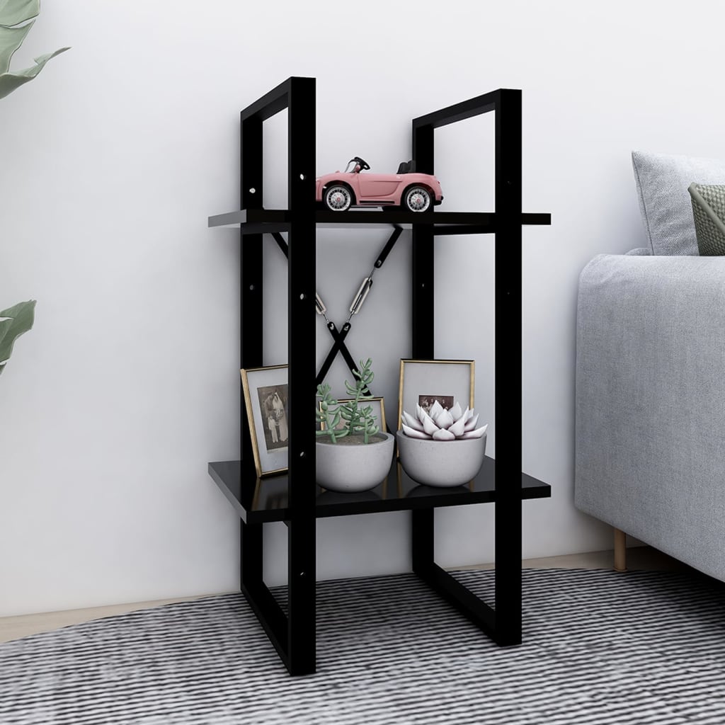 Bookcase 2 Compartments Black 40x30x70 cm Wood Material