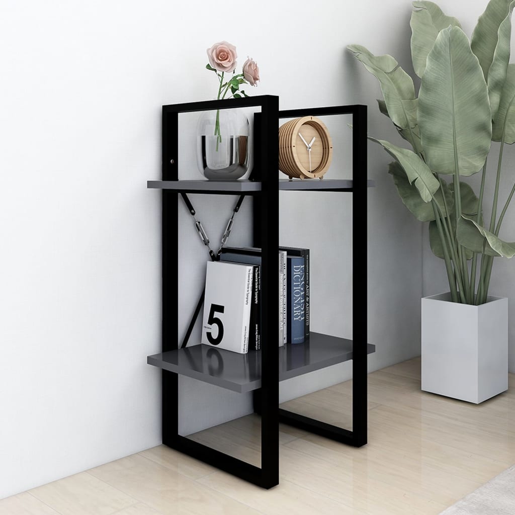 Bookcase 2 Compartments Grey 40x30x70 cm Wood Material