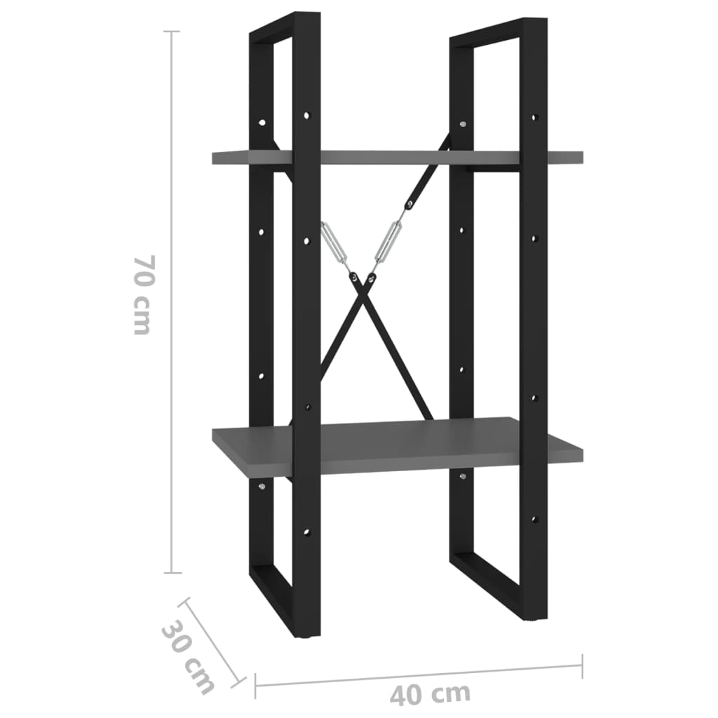 Bookcase 2 Compartments Grey 40x30x70 cm Wood Material